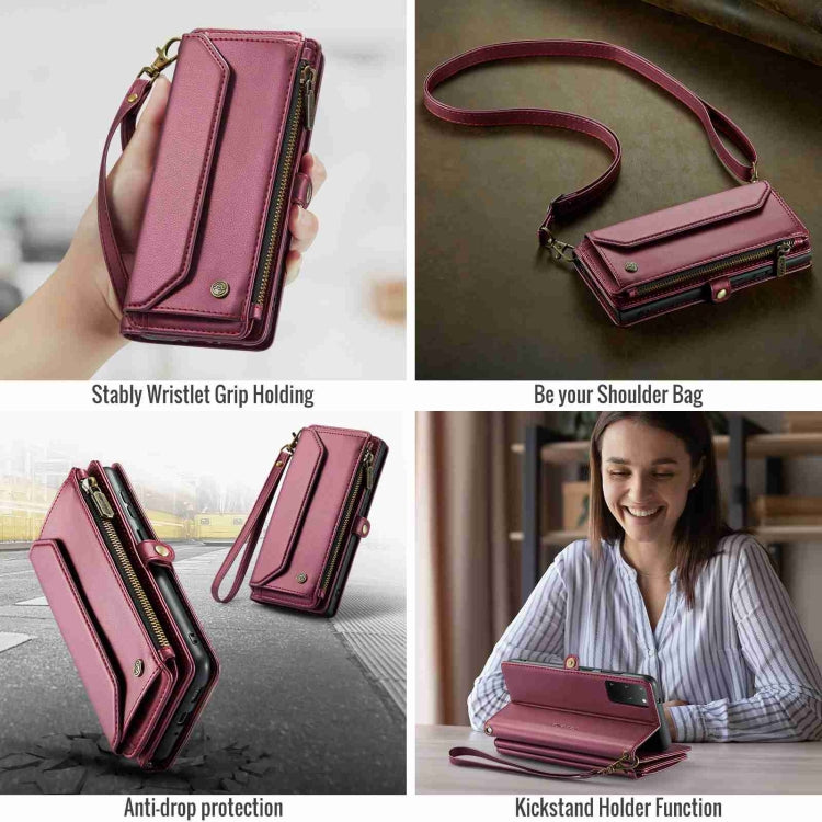 For Samsung Galaxy S20+ CaseMe C36 Card Slots Zipper Wallet RFID Anti-theft Leather Phone Case(Wine Red) - free shipping - PMC Jewellery - Order now!