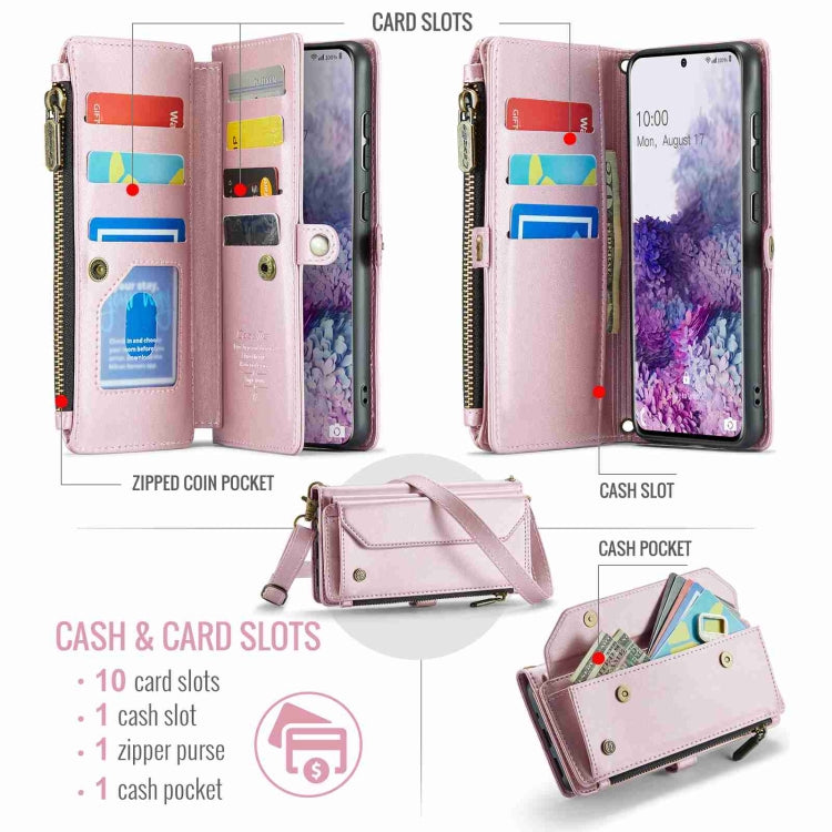 For Samsung Galaxy S20+ CaseMe C36 Card Slots Zipper Wallet RFID Anti-theft Leather Phone Case(Pink) - free shipping - PMC Jewellery - Order now!