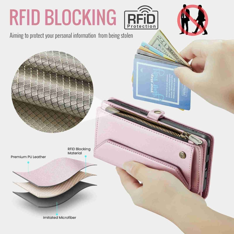 For Samsung Galaxy S20+ CaseMe C36 Card Slots Zipper Wallet RFID Anti-theft Leather Phone Case(Pink) - free shipping - PMC Jewellery - Order now!