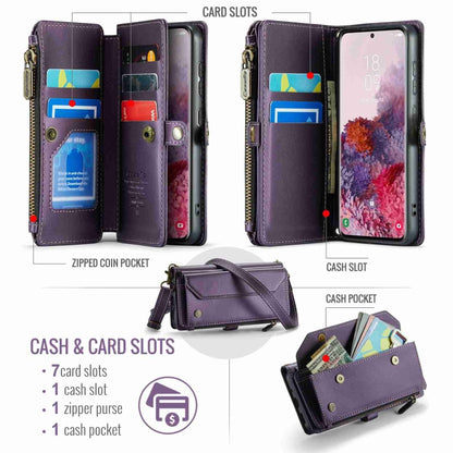 For Samsung Galaxy S20 CaseMe C36 Card Slots Zipper Wallet RFID Anti-theft Leather Phone Case(Purple) - Galaxy Phone Cases by CaseMe | Online Shopping South Africa | PMC Jewellery | Buy Now Pay Later Mobicred