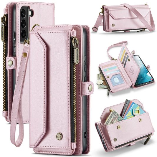 For Samsung Galaxy S22+ 5G CaseMe C36 Card Slots Zipper Wallet RFID Anti-theft Leather Phone Case(Pink) - Galaxy S22+ 5G Cases by CaseMe | Online Shopping South Africa | PMC Jewellery | Buy Now Pay Later Mobicred