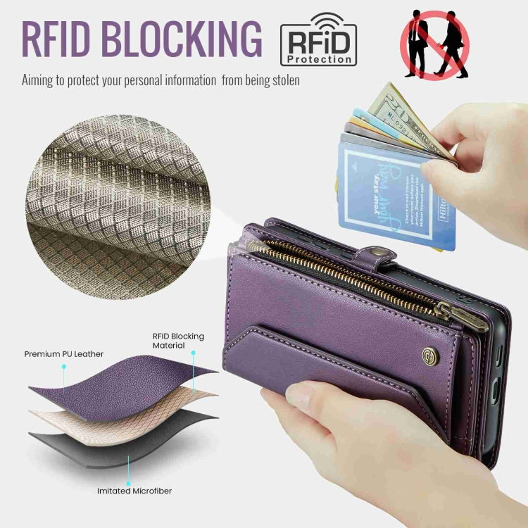 For Samsung Galaxy S23+ 5G CaseMe C36 Card Slots Zipper Wallet RFID Anti-theft Leather Phone Case(Purple) - free shipping - PMC Jewellery - Order now!