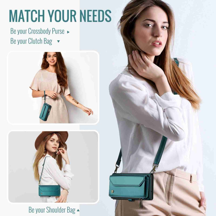 For Samsung Galaxy S23+ 5G CaseMe C36 Card Slots Zipper Wallet RFID Anti-theft Leather Phone Case(Blue-green) - free shipping - PMC Jewellery - Order now!