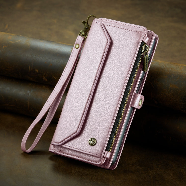 For Samsung Galaxy S23 5G CaseMe C36 Card Slots Zipper Wallet RFID Anti-theft Leather Phone Case(Pink) - free shipping - PMC Jewellery - Order now!