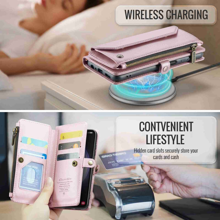 For Samsung Galaxy S23 5G CaseMe C36 Card Slots Zipper Wallet RFID Anti-theft Leather Phone Case(Pink) - free shipping - PMC Jewellery - Order now!