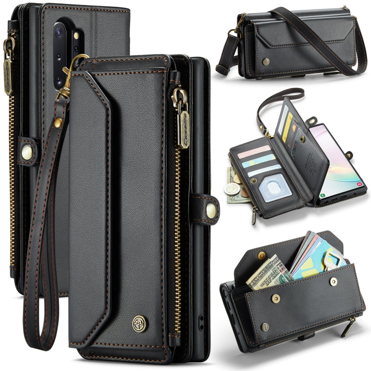 For Samsung Galaxy Note10+ CaseMe C36 Card Slots Zipper Wallet RFID Anti-theft Leather Phone Case(Black) - Galaxy Phone Cases by CaseMe | Online Shopping South Africa | PMC Jewellery | Buy Now Pay Later Mobicred