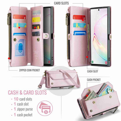 For Samsung Galaxy Note10+ CaseMe C36 Card Slots Zipper Wallet RFID Anti-theft Leather Phone Case(Pink) - Galaxy Phone Cases by CaseMe | Online Shopping South Africa | PMC Jewellery | Buy Now Pay Later Mobicred