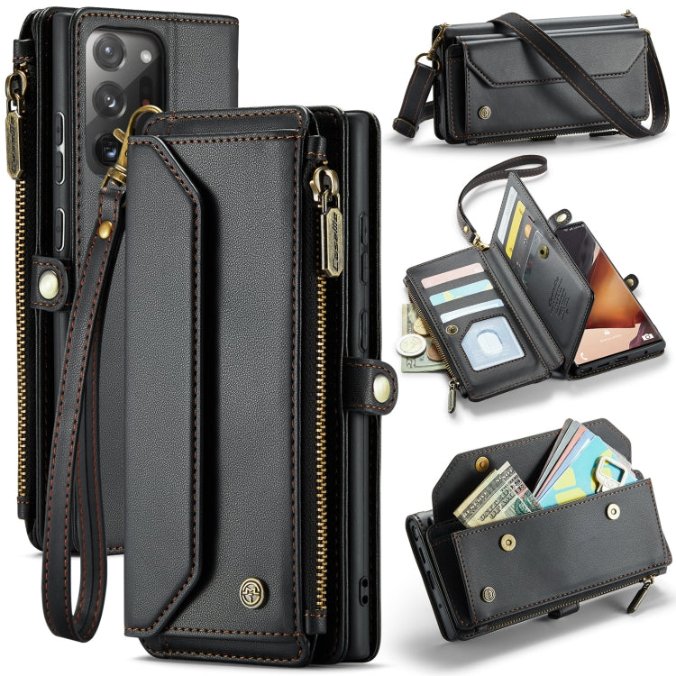 For Samsung Galaxy Note20 Ultra CaseMe C36 Card Slots Zipper Wallet RFID Anti-theft Leather Phone Case(Black) - Galaxy Note20 Ultra Cases by CaseMe | Online Shopping South Africa | PMC Jewellery | Buy Now Pay Later Mobicred