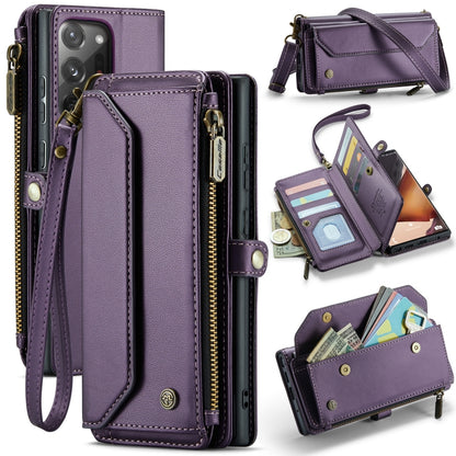 For Samsung Galaxy Note20 Ultra CaseMe C36 Card Slots Zipper Wallet RFID Anti-theft Leather Phone Case(Purple) - Galaxy Note20 Ultra Cases by CaseMe | Online Shopping South Africa | PMC Jewellery | Buy Now Pay Later Mobicred