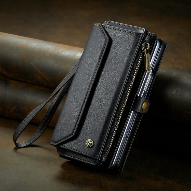 For Samsung Galaxy Z Fold4 CaseMe C36 Card Slots Zipper Wallet RFID Anti-theft Leather Phone Case(Black) - free shipping - PMC Jewellery - Order now!
