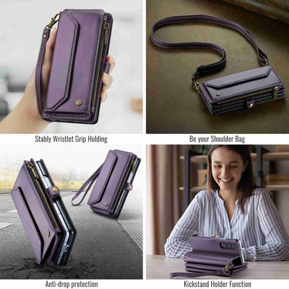 For Samsung Galaxy Z Fold4 CaseMe C36 Card Slots Zipper Wallet RFID Anti-theft Leather Phone Case(Purple) - Galaxy Z Fold4 5G Cases by CaseMe | Online Shopping South Africa | PMC Jewellery | Buy Now Pay Later Mobicred