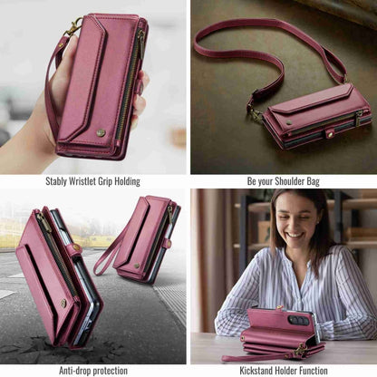 For Samsung Galaxy Z Fold4 CaseMe C36 Card Slots Zipper Wallet RFID Anti-theft Leather Phone Case(Wine Red) - Galaxy Z Fold4 5G Cases by CaseMe | Online Shopping South Africa | PMC Jewellery | Buy Now Pay Later Mobicred