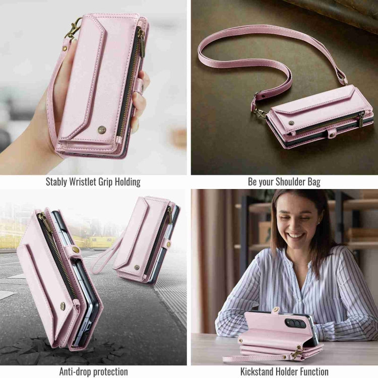 For Samsung Galaxy Z Fold4 CaseMe C36 Card Slots Zipper Wallet RFID Anti-theft Leather Phone Case(Pink) - Galaxy Z Fold4 5G Cases by CaseMe | Online Shopping South Africa | PMC Jewellery | Buy Now Pay Later Mobicred