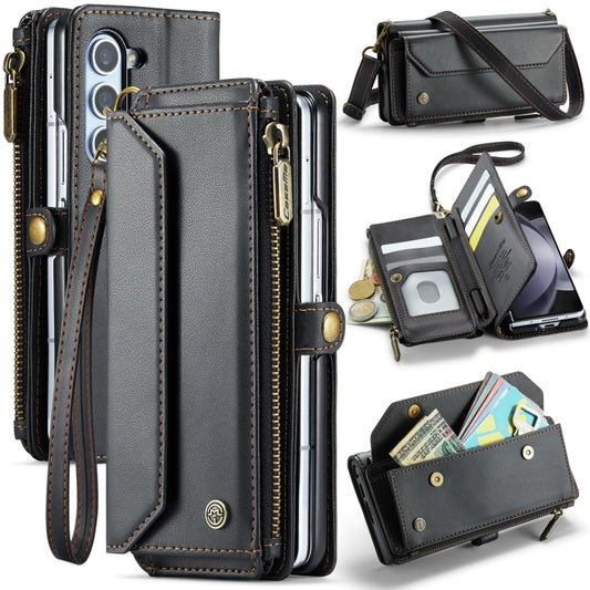 For Samsung Galaxy Z Fold5 CaseMe C36 Card Slots Zipper Wallet RFID Anti-theft Leather Phone Case(Black) - Galaxy Z Fold5 Cases by CaseMe | Online Shopping South Africa | PMC Jewellery | Buy Now Pay Later Mobicred