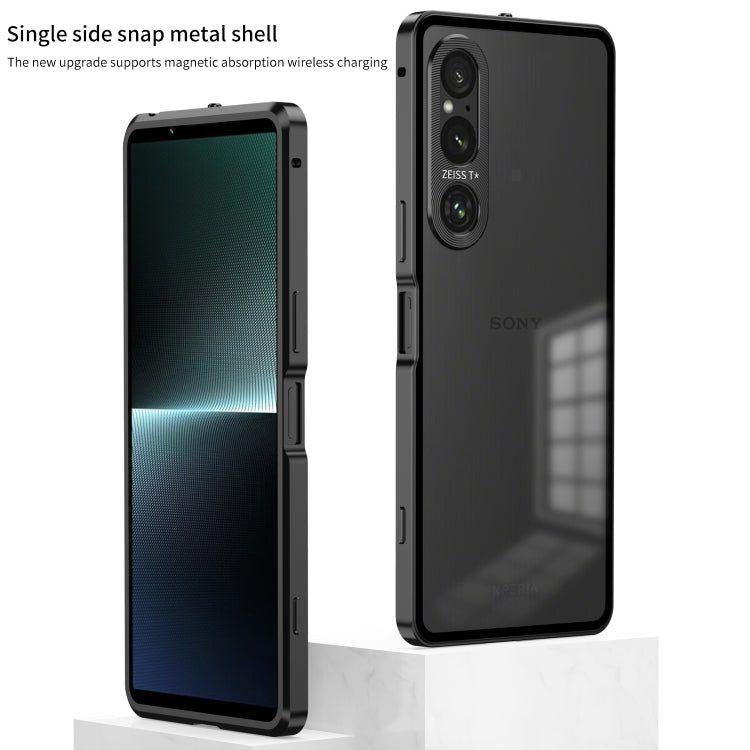 For Sony Xperia 1 V Snap Buckle Metal Frame Frosted Phone Case(Silver) - Sony Cases by PMC TechLife | Online Shopping South Africa | PMC TechLife | Buy Now Pay Later Mobicred