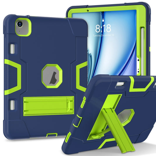 For iPad Air 11 2024 Contrast Color Silicone Acrylic PC Tablet Case with Holder(Navy Blue Yellow Green) - iPad Air 11 2024 Cases by PMC Jewellery | Online Shopping South Africa | PMC Jewellery | Buy Now Pay Later Mobicred