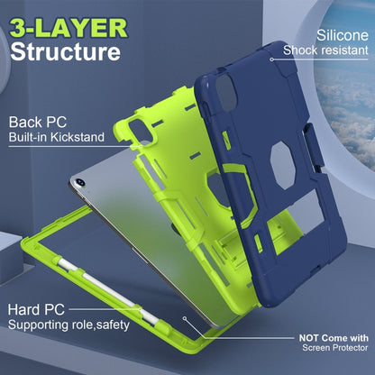 For iPad Air 11 2024 Contrast Color Silicone Acrylic PC Tablet Case with Holder(Navy Blue Yellow Green) - iPad Air 11 2024 Cases by PMC Jewellery | Online Shopping South Africa | PMC Jewellery | Buy Now Pay Later Mobicred