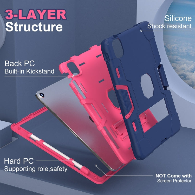 For iPad Air 11 2024 Contrast Color Silicone Acrylic PC Tablet Case with Holder(Navy Blue Rose Red) - iPad Air 11 2024 Cases by PMC TechLife | Online Shopping South Africa | PMC TechLife | Buy Now Pay Later Mobicred