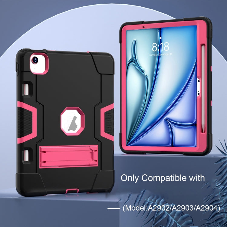 For iPad Air 11 2024 Contrast Color Silicone Acrylic PC Tablet Case with Holder(Black Rose Red) - iPad Air 11 2024 Cases by PMC TechLife | Online Shopping South Africa | PMC TechLife | Buy Now Pay Later Mobicred