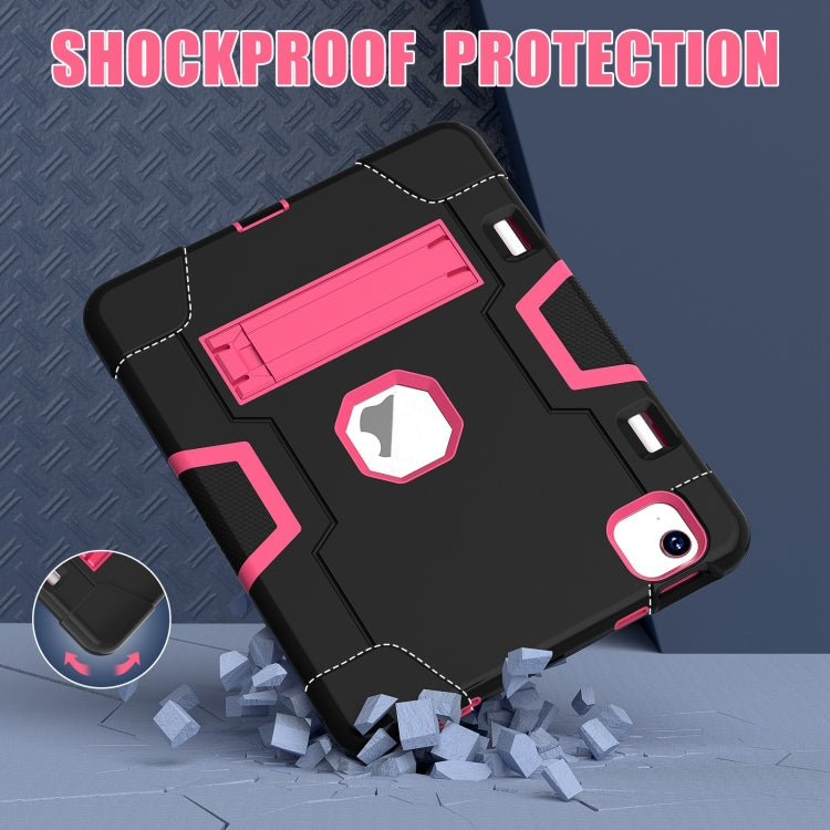 For iPad Air 11 2024 Contrast Color Silicone Acrylic PC Tablet Case with Holder(Black Rose Red) - iPad Air 11 2024 Cases by PMC TechLife | Online Shopping South Africa | PMC TechLife | Buy Now Pay Later Mobicred