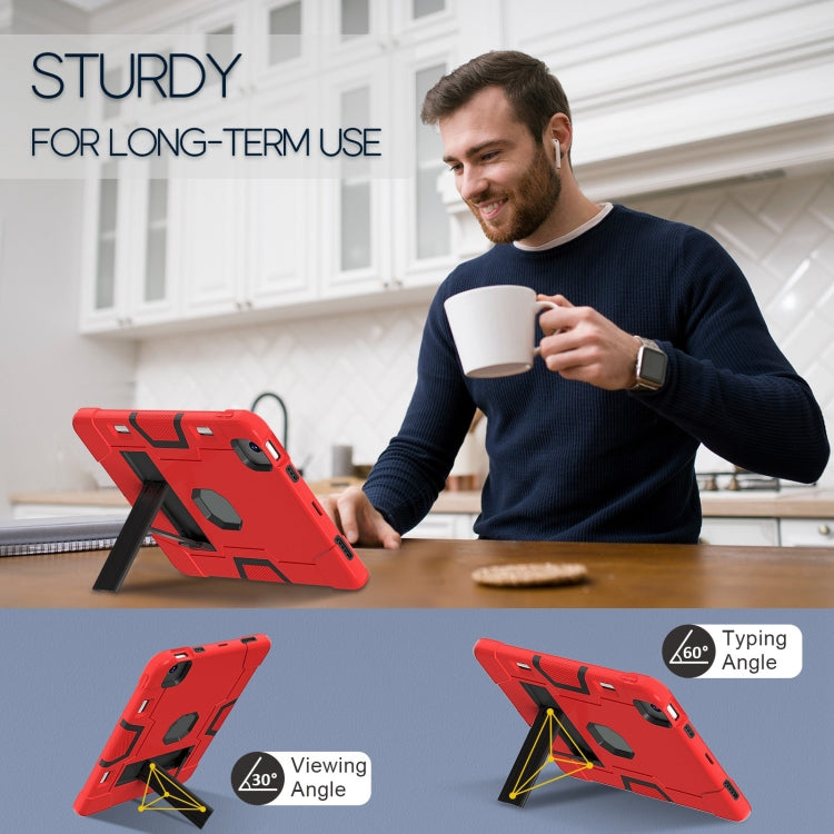 For iPad Air 11 2025 / 2024 Contrast Color Silicone Acrylic PC Tablet Case with Holder(Red Black) - iPad Air 11 2025 / 2024 Cases by PMC TechLife | Online Shopping South Africa | PMC TechLife | Buy Now Pay Later Mobicred