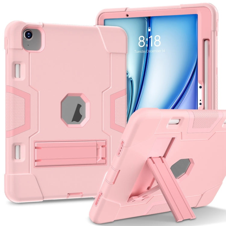 For iPad Air 11 2025 / 2024 Contrast Color Silicone Acrylic PC Tablet Case with Holder(Rose Gold) - iPad Air 11 2025 / 2024 Cases by PMC TechLife | Online Shopping South Africa | PMC TechLife | Buy Now Pay Later Mobicred
