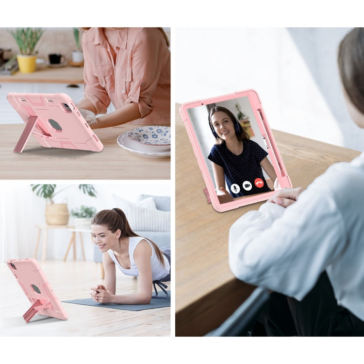 For iPad Air 11 2025 / 2024 Contrast Color Silicone Acrylic PC Tablet Case with Holder(Rose Gold) - iPad Air 11 2025 / 2024 Cases by PMC TechLife | Online Shopping South Africa | PMC TechLife | Buy Now Pay Later Mobicred