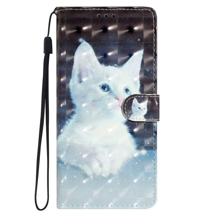 For iPhone 16 Plus 3D Pattern Leather Phone Case(White Cat) - iPhone 16 Plus Cases by PMC Jewellery | Online Shopping South Africa | PMC Jewellery | Buy Now Pay Later Mobicred