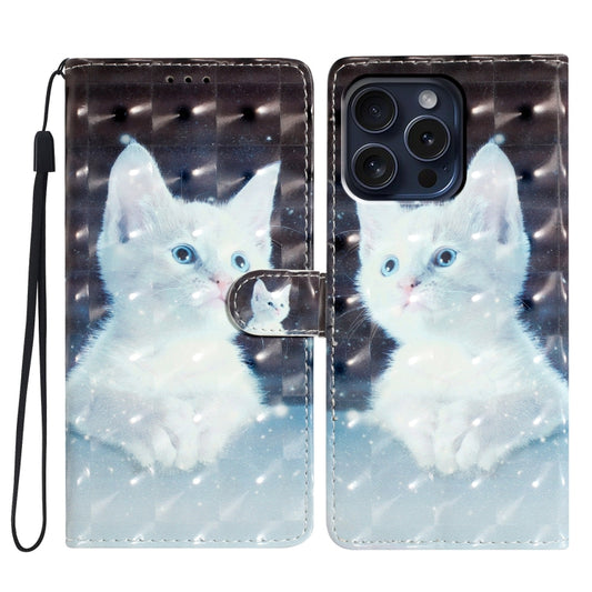 For iPhone 16 Pro 3D Pattern Leather Phone Case(White Cat) - iPhone 16 Pro Cases by PMC Jewellery | Online Shopping South Africa | PMC Jewellery | Buy Now Pay Later Mobicred