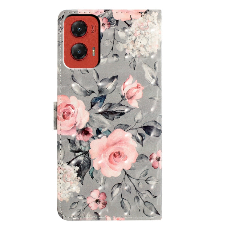 For Motorola Moto G Stylus 5G 2024 3D Pattern Leather Phone Case(Gray Base Flower) - Motorola Cases by PMC Jewellery | Online Shopping South Africa | PMC Jewellery | Buy Now Pay Later Mobicred