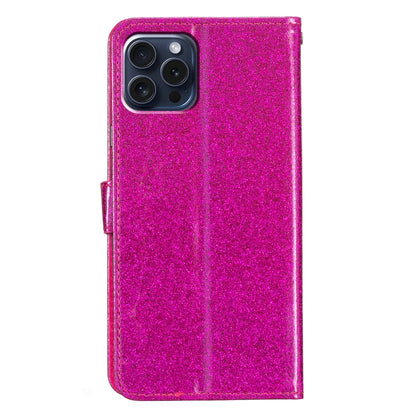 For iPhone 16 Pro Glitter Powder Flip Leather Phone Case(Rose Red) - iPhone 16 Pro Cases by PMC Jewellery | Online Shopping South Africa | PMC Jewellery | Buy Now Pay Later Mobicred