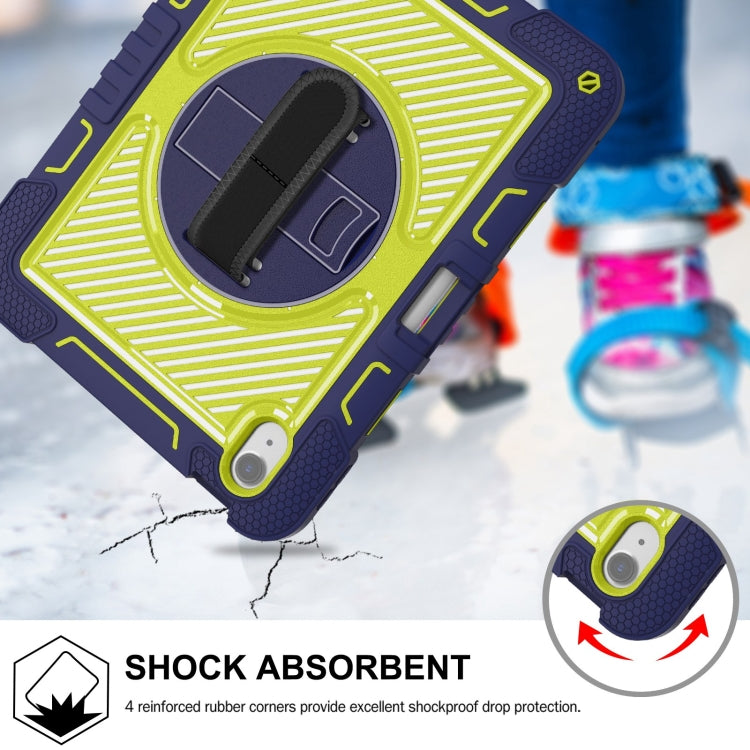 For iPad Air 11 2024 / Air 2022 10.9 360 Degree Rotation PC Contrast Silicone Tablet Case(Navy Blue + Yellow Green) - iPad Air 11 2024 Cases by PMC TechLife | Online Shopping South Africa | PMC TechLife | Buy Now Pay Later Mobicred