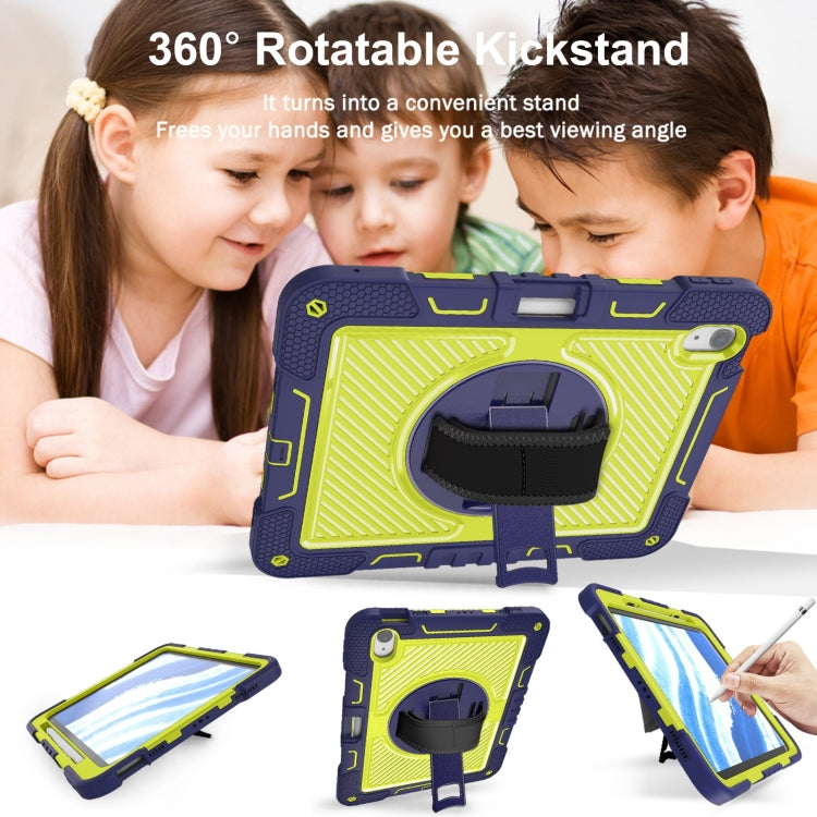 For iPad Air 11 2024 / Air 2022 10.9 360 Degree Rotation PC Contrast Silicone Tablet Case(Navy Blue + Yellow Green) - iPad Air 11 2024 Cases by PMC TechLife | Online Shopping South Africa | PMC TechLife | Buy Now Pay Later Mobicred