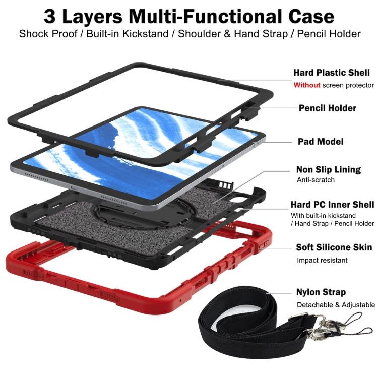 For iPad Air 11 2024 / Air 2022 10.9 360 Degree Rotation PC Contrast Silicone Tablet Case(Red + Black) - iPad Air 11 2024 Cases by PMC TechLife | Online Shopping South Africa | PMC TechLife | Buy Now Pay Later Mobicred