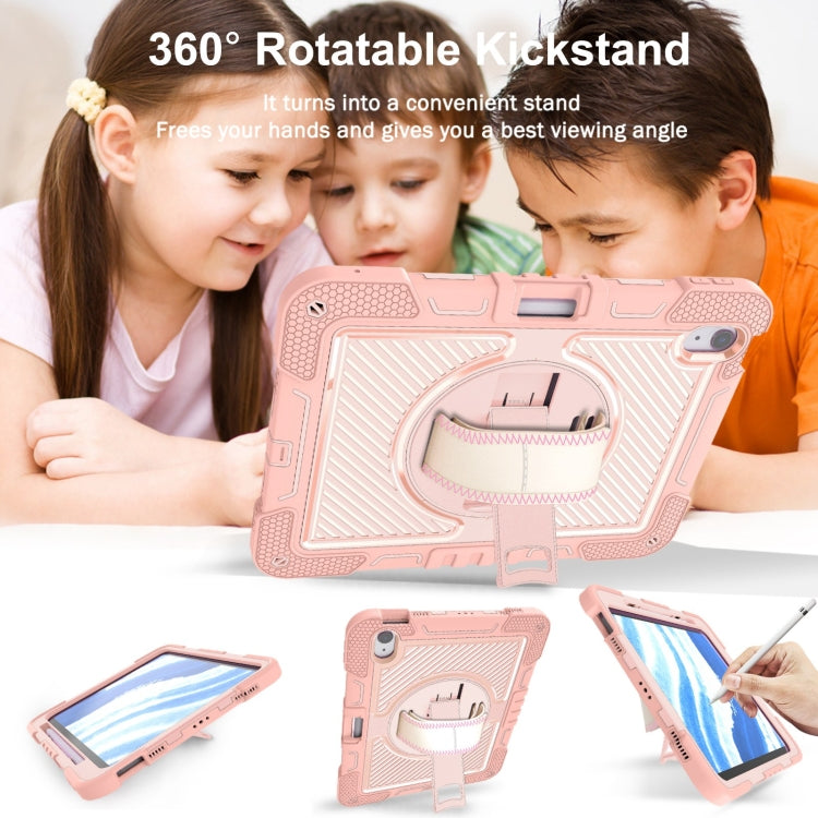 For iPad Air 11 2024 / Air 2022 10.9 360 Degree Rotation PC Contrast Silicone Tablet Case(Rose Gold) - iPad Air 11 2024 Cases by PMC TechLife | Online Shopping South Africa | PMC TechLife | Buy Now Pay Later Mobicred