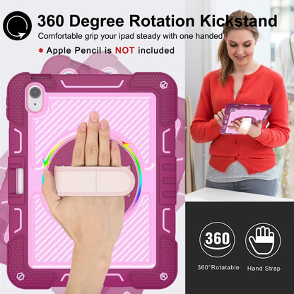 For iPad Air 11 2024 / Air 2022 10.9 360 Degree Rotation PC Contrast Silicone Tablet Case(Rose Red + Pink) - iPad Air 11 2024 Cases by PMC Jewellery | Online Shopping South Africa | PMC Jewellery | Buy Now Pay Later Mobicred