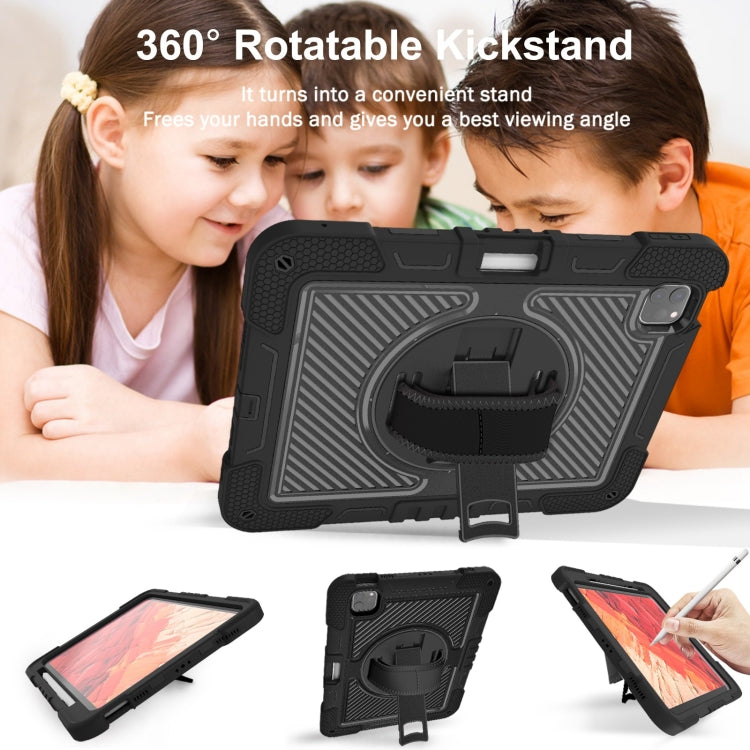 For iPad Pro 11 2024 360 Degree Rotation PC Contrast Silicone Tablet Case(Black) - iPad Pro 11 2024 Cases by PMC TechLife | Online Shopping South Africa | PMC TechLife | Buy Now Pay Later Mobicred