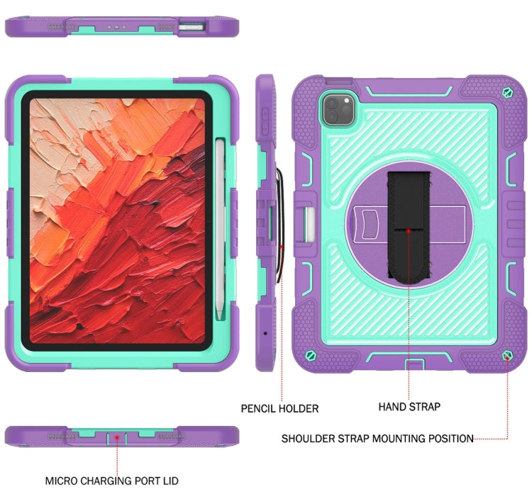 For iPad Pro 11 2024 360 Degree Rotation PC Contrast Silicone Tablet Case(Purple + Mint Green) - iPad Pro 11 2024 Cases by PMC Jewellery | Online Shopping South Africa | PMC Jewellery | Buy Now Pay Later Mobicred