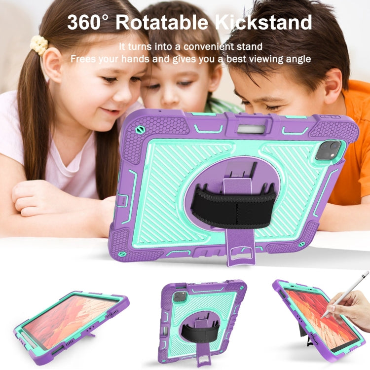 For iPad Pro 11 2024 360 Degree Rotation PC Contrast Silicone Tablet Case(Purple + Mint Green) - iPad Pro 11 2024 Cases by PMC Jewellery | Online Shopping South Africa | PMC Jewellery | Buy Now Pay Later Mobicred