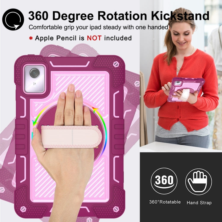 For Lenovo Tab M11 / Xiaoxin Pad 11 2024 360 Degree Rotation PC Contrast Silicone Tablet Case(Rose Red + Pink) - free shipping - PMC Jewellery - Order now!