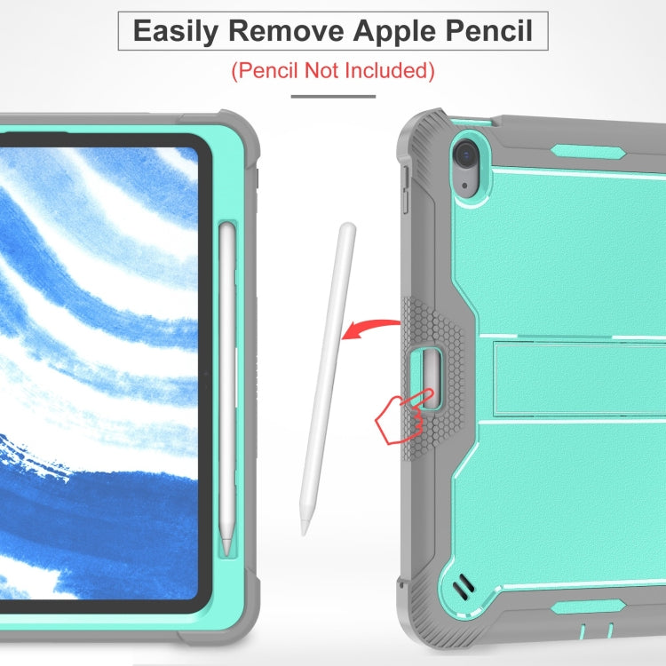 For iPad Air 11 2024 / Air 2022 10.9 Shockproof Silicone Hybrid PC Tablet Case with Holder(Mint Green + Grey) - iPad Air 11 2024 Cases by PMC TechLife | Online Shopping South Africa | PMC TechLife | Buy Now Pay Later Mobicred