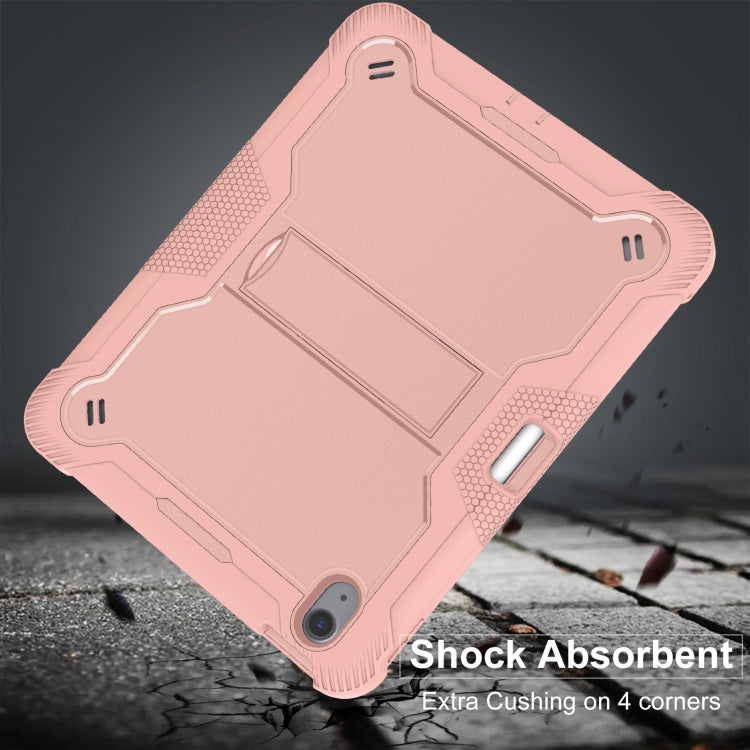 For iPad Air 11 2024 / Air 2022 10.9 Shockproof Silicone Hybrid PC Tablet Case with Holder(Rose Gold) - iPad Air 11 2024 Cases by PMC Jewellery | Online Shopping South Africa | PMC Jewellery | Buy Now Pay Later Mobicred