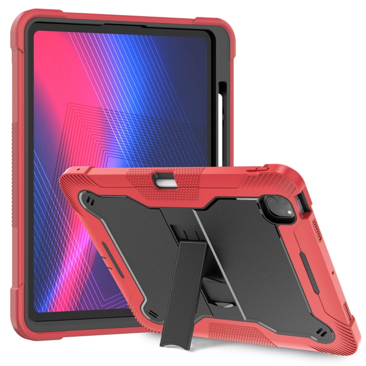 For iPad Pro 13 2024 Shockproof Silicone Hybrid PC Tablet Case with Holder(Black + Red) - iPad Pro 13 2024 Cases by PMC Jewellery | Online Shopping South Africa | PMC Jewellery | Buy Now Pay Later Mobicred