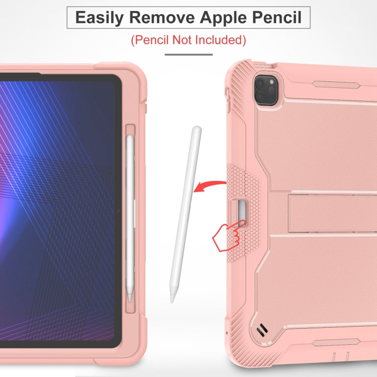 For iPad Pro 13 2024 Shockproof Silicone Hybrid PC Tablet Case with Holder(Rose Gold) - iPad Pro 13 2024 Cases by PMC Jewellery | Online Shopping South Africa | PMC Jewellery | Buy Now Pay Later Mobicred