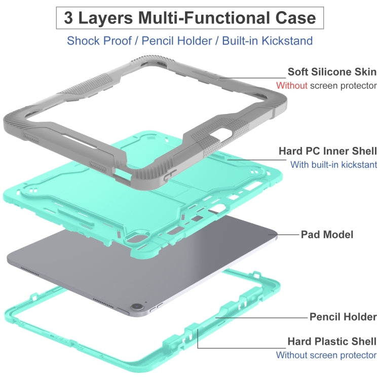 For iPad Air 13 2024 Shockproof Silicone Hybrid PC Tablet Case with Holder(Mint Green + Grey) - iPad Air 13 2024 Cases by PMC Jewellery | Online Shopping South Africa | PMC Jewellery | Buy Now Pay Later Mobicred
