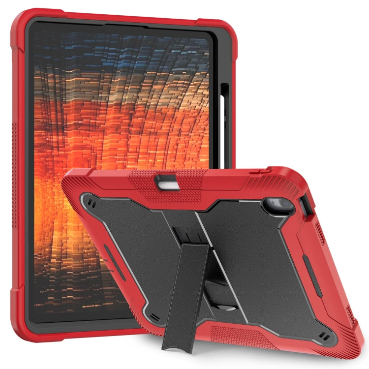 For iPad Air 13 2024 Shockproof Silicone Hybrid PC Tablet Case with Holder(Black + Red) - iPad Air 13 2024 Cases by PMC Jewellery | Online Shopping South Africa | PMC Jewellery | Buy Now Pay Later Mobicred
