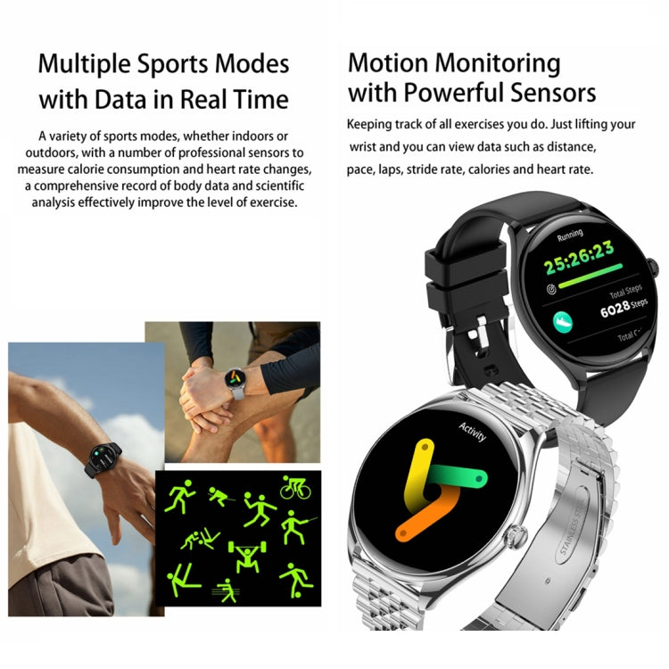 MT55 1.43 inch AMOLED HD Screen Ultra-thin Smart Call Health Watch, Silicone Strap(Black) - Smart Watches by PMC TechLife | Online Shopping South Africa | PMC TechLife | Buy Now Pay Later Mobicred