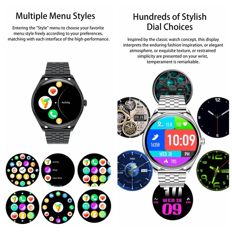 MT55 1.43 inch AMOLED HD Screen Ultra-thin Smart Call Health Watch, Leather Strap(Silver Brown) - Smart Watches by PMC TechLife | Online Shopping South Africa | PMC TechLife | Buy Now Pay Later Mobicred