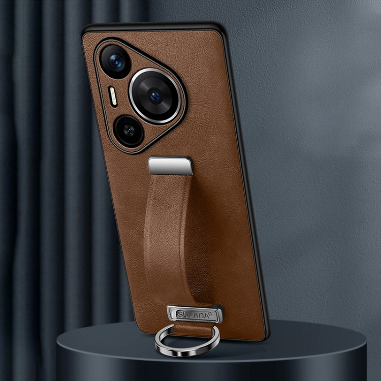 For Huawei Pura 70 SULADA PC Hybrid Leather Texture Skin Feel Shockproof Phone Case(Brown) - free shipping - PMC Jewellery - Order now!