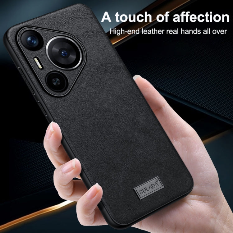 For Huawei Pura 70 SULADA Shockproof TPU Hybrid Handmade Leather Phone Case(Green) - free shipping - PMC Jewellery - Order now!